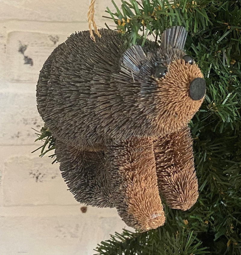 Sisal Bottle Brush Bear Ornament