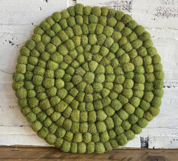 green wool felt ball trivet christmas holiday décor table