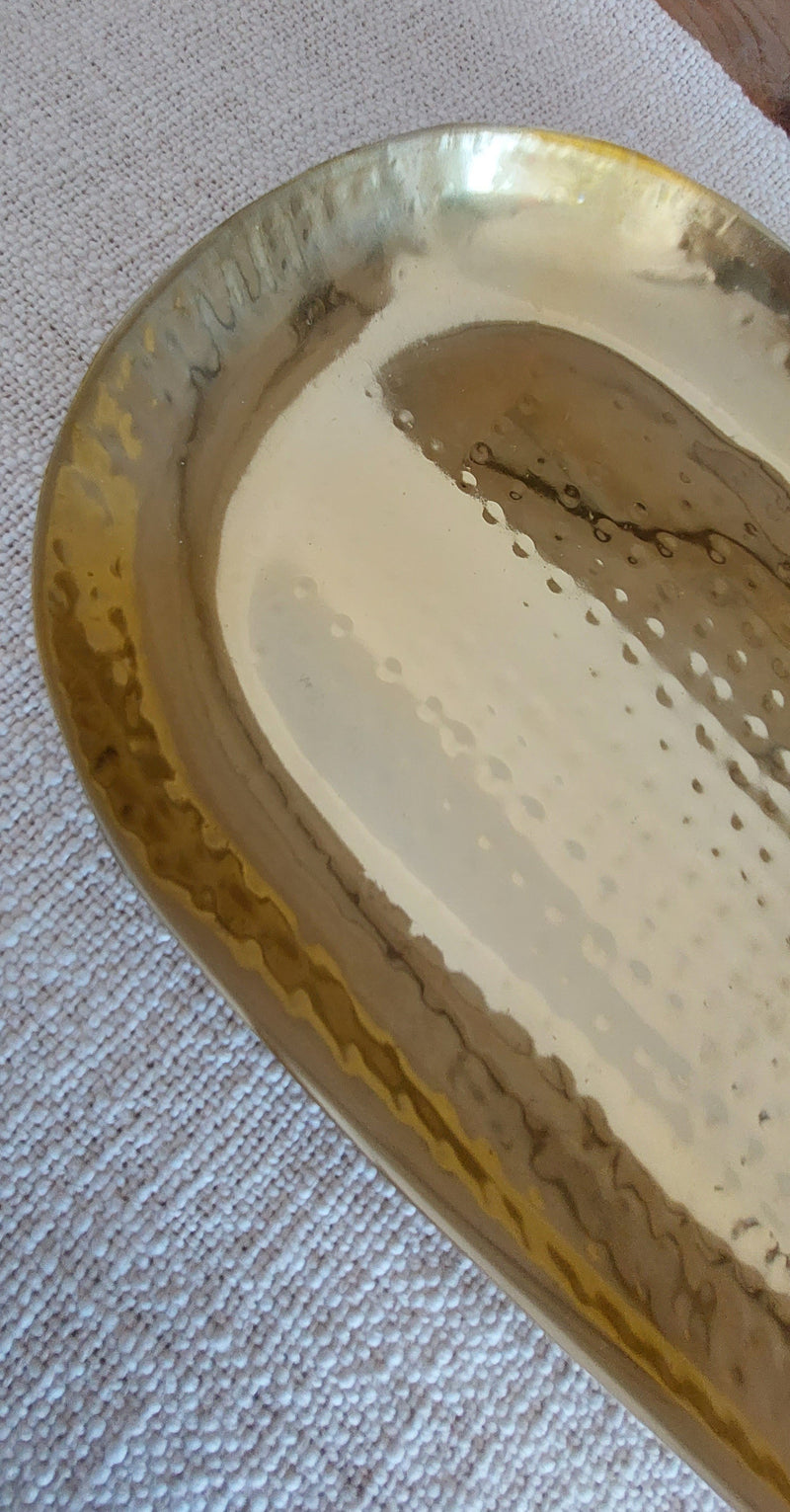 Hammered Brass Oval Tray