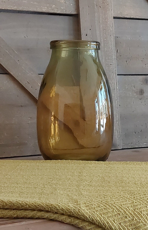 11" Amber/Green Glass Bottle Vase