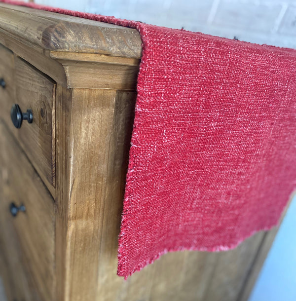 Red linen cotton table runner holiday christmas 