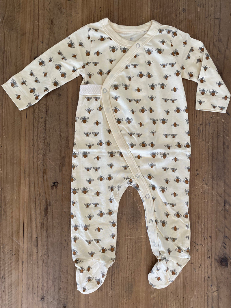 baby pajamas clothes footy footies jammies bees bee snaps snap comfy white brown