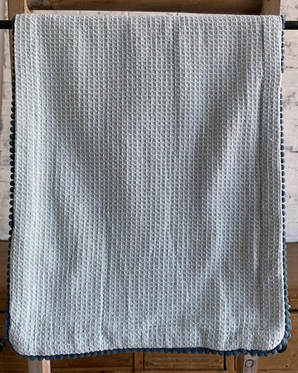 Cotton Burp Cloth with Pom Pom Trim