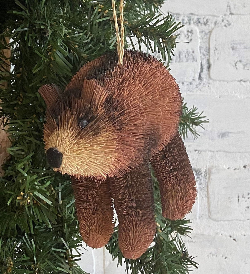 Sisal Bottle Brush Bear Ornament