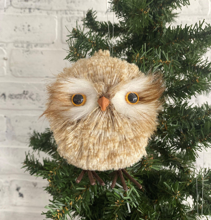 christmas holiday ornament trimming trimmings owl bird cream tree decor