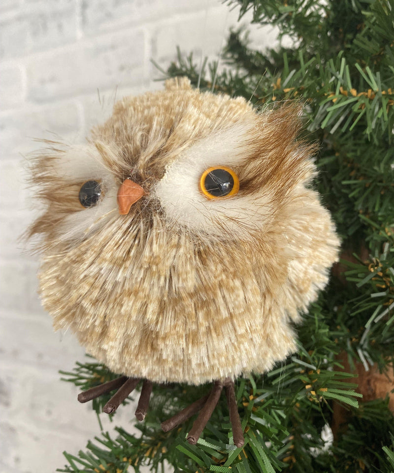 christmas holiday ornament trimming trimmings owl bird cream tree decor