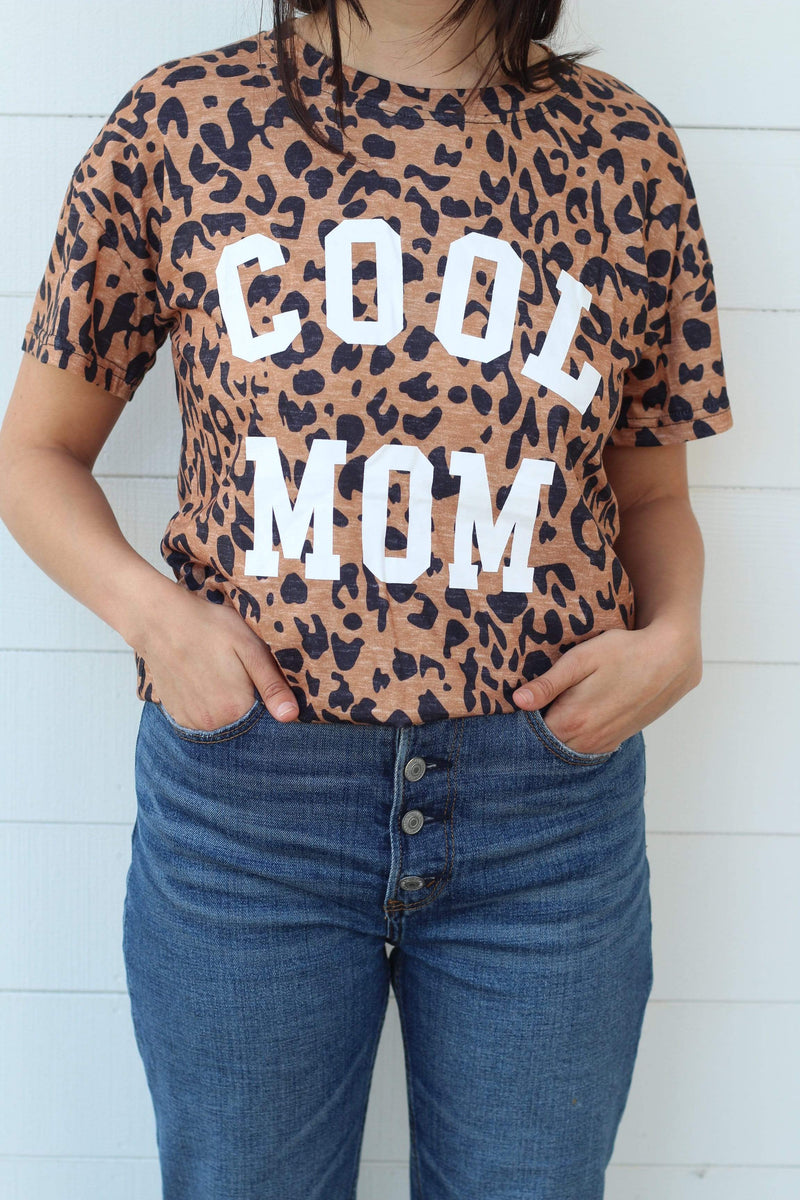 'Cool Mom' Leopard Graphic Tee