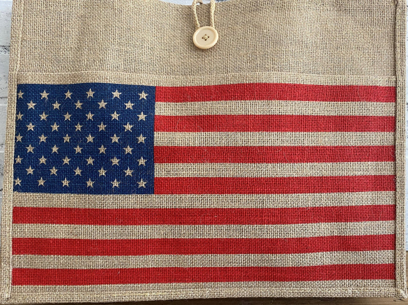 jute american flag usa tote fourth july america