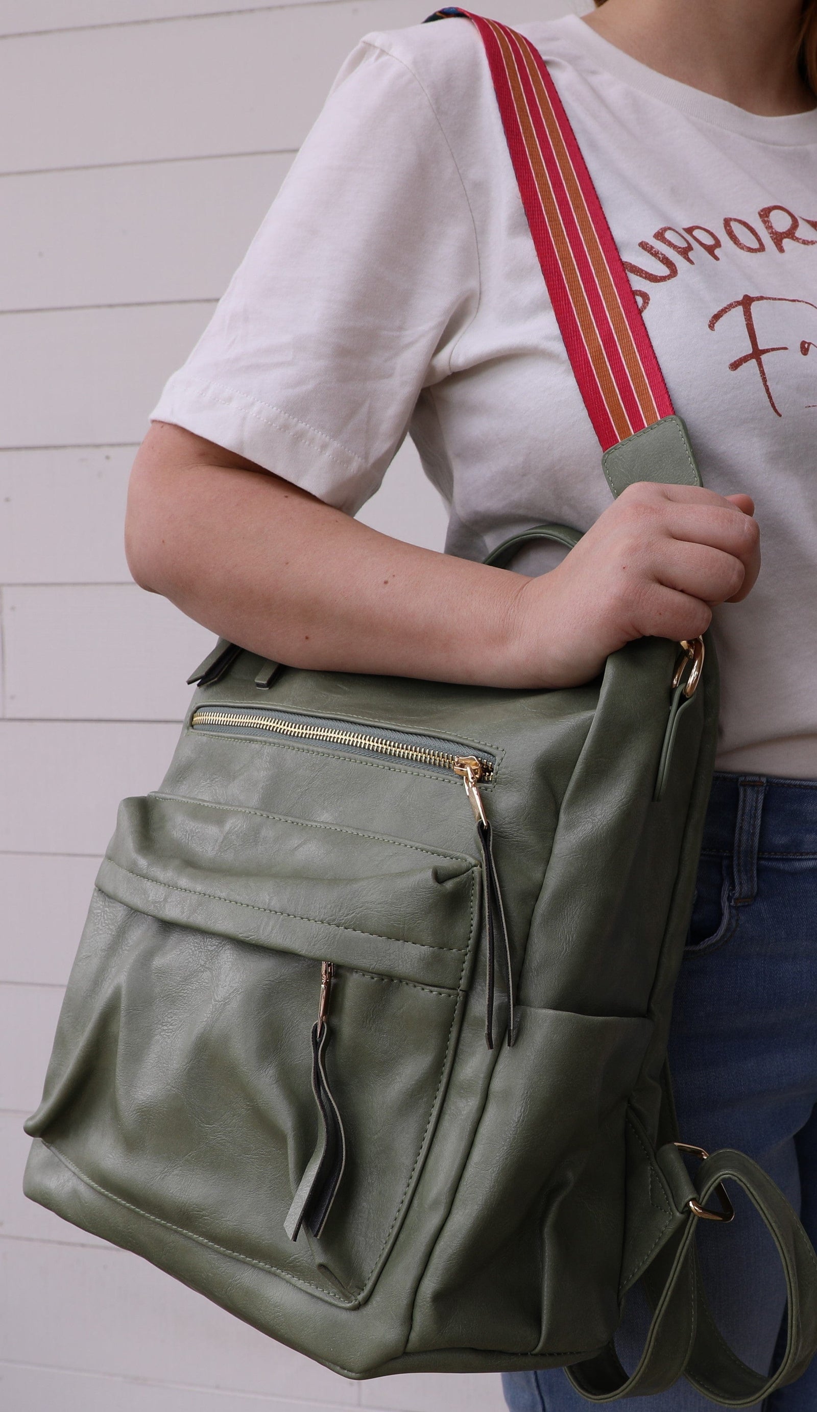 Sage Green Crossbody Backpack buy Purse With Wallet, Personailzed Backpack