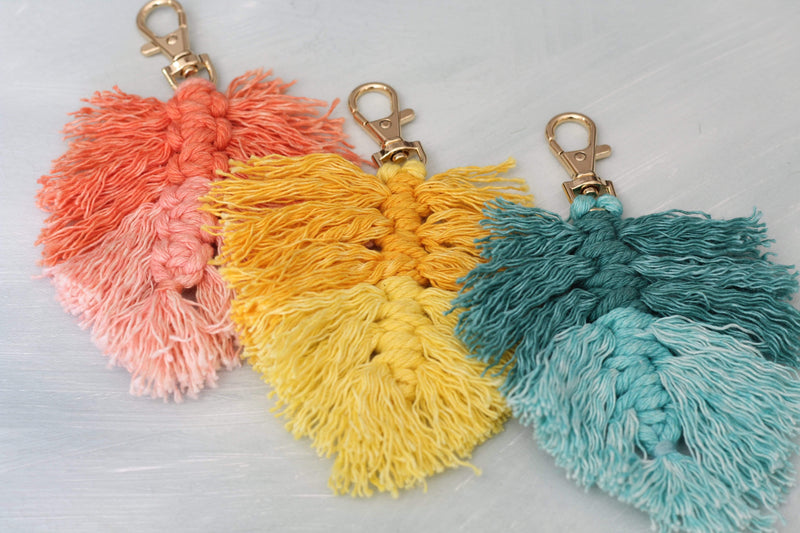 Teal Fringe Key Chain Two-Toned Gold Clasp Three Different Colors