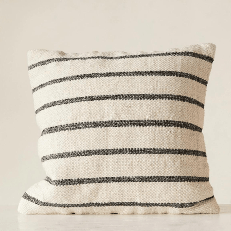 Charcoal stripe striped pillow throw cream black white décor gift accent  