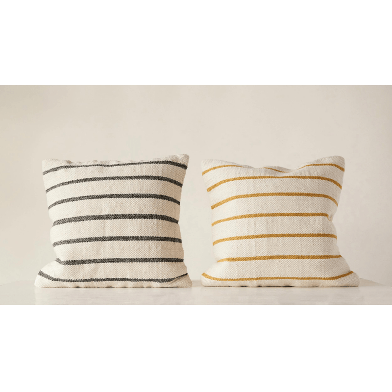 20" Square Wool Blend Woven Striped Pillow